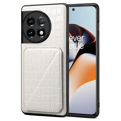 Denior Imitation Crocodile Leather Back Phone Case with Holder, For OnePlus Ace 2 / 11R 5G, For OnePlus 11 5G