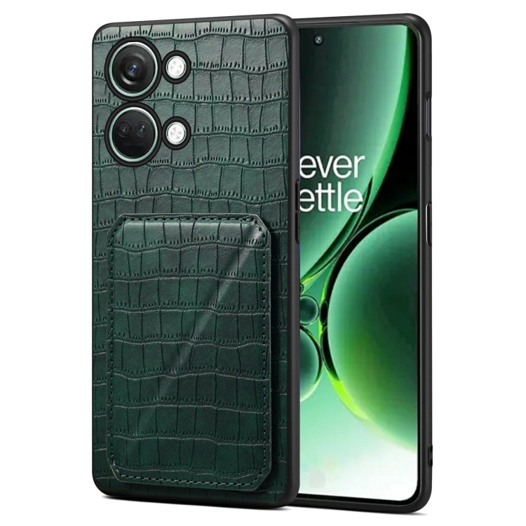 Denior Imitation Crocodile Leather Back Phone Case with Holder, For OPPO K11 / OnePlus Nord CE3 5G, For OPPO K11x 5G / OnePlus Nord CE3 Lite, For OnePlus Ace 2 Pro 5G, For OnePlus Ace 2V / Nord 3 5G