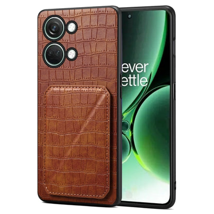Denior Imitation Crocodile Leather Back Phone Case with Holder, For OPPO K11 / OnePlus Nord CE3 5G, For OPPO K11x 5G / OnePlus Nord CE3 Lite, For OnePlus Ace 2 Pro 5G, For OnePlus Ace 2V / Nord 3 5G