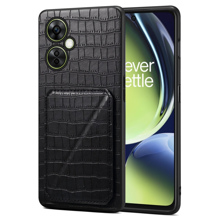Denior Imitation Crocodile Leather Back Phone Case with Holder, For OPPO K11 / OnePlus Nord CE3 5G, For OPPO K11x 5G / OnePlus Nord CE3 Lite, For OnePlus Ace 2 Pro 5G, For OnePlus Ace 2V / Nord 3 5G