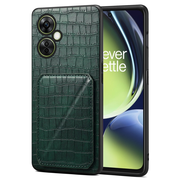 Denior Imitation Crocodile Leather Back Phone Case with Holder, For OPPO K11 / OnePlus Nord CE3 5G, For OPPO K11x 5G / OnePlus Nord CE3 Lite, For OnePlus Ace 2 Pro 5G, For OnePlus Ace 2V / Nord 3 5G