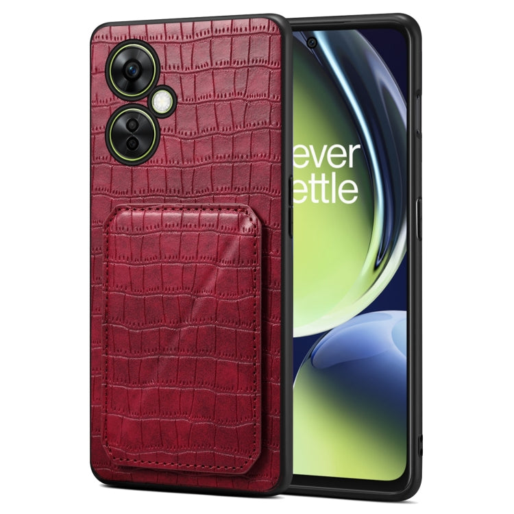 Denior Imitation Crocodile Leather Back Phone Case with Holder, For OPPO K11 / OnePlus Nord CE3 5G, For OPPO K11x 5G / OnePlus Nord CE3 Lite, For OnePlus Ace 2 Pro 5G, For OnePlus Ace 2V / Nord 3 5G