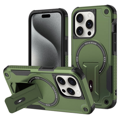 Armor Magsafe Holder PC Hybrid TPU Phone Case, For iPhone 16, For iPhone 15 Pro Max, For iPhone 15 Pro, For iPhone 15 Plus