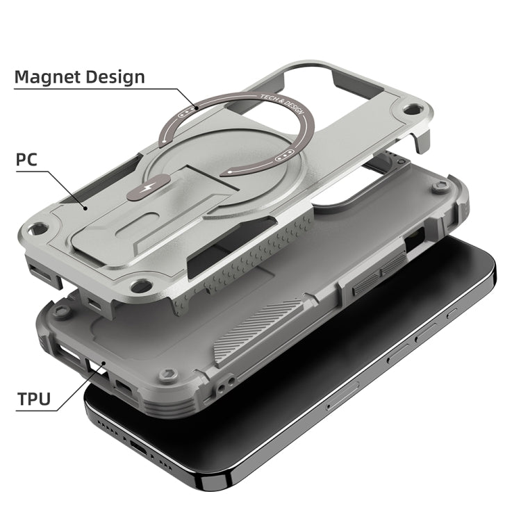 Armor Magsafe Holder PC Hybrid TPU Phone Case, For iPhone 15, For iPhone 14 Plus, For iPhone 14, For iPhone 14 Pro