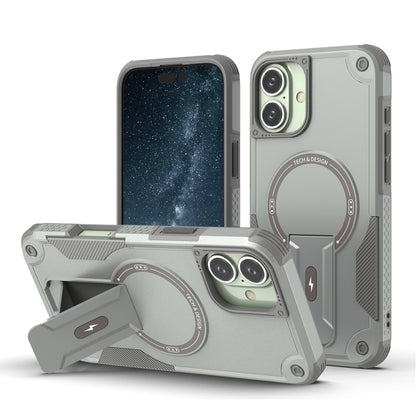 Armor Magsafe Holder PC Hybrid TPU Phone Case, For iPhone 16e, For iPhone 16 Pro Max, For iPhone 16 Pro, For iPhone 16 Plus