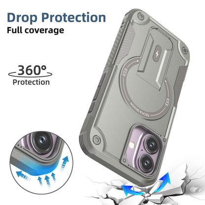 Armor Magsafe Holder PC Hybrid TPU Phone Case, For iPhone 16, For iPhone 15 Pro Max, For iPhone 15 Pro, For iPhone 15 Plus