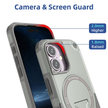 Armor Magsafe Holder PC Hybrid TPU Phone Case, For iPhone 16, For iPhone 15 Pro Max, For iPhone 15 Pro, For iPhone 15 Plus