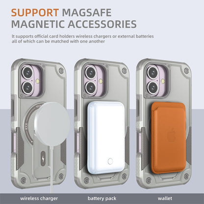 Armor Magsafe Holder PC Hybrid TPU Phone Case, For iPhone 16, For iPhone 15 Pro Max, For iPhone 15 Pro, For iPhone 15 Plus