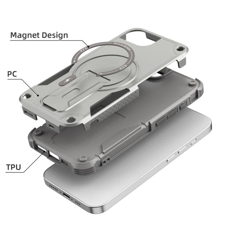 Armor Magsafe Holder PC Hybrid TPU Phone Case, For iPhone 16e, For iPhone 16 Pro Max, For iPhone 16 Pro, For iPhone 16 Plus