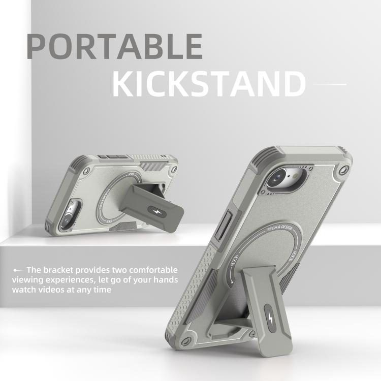 Armor Magsafe Holder PC Hybrid TPU Phone Case, For iPhone 16e, For iPhone 16 Pro Max, For iPhone 16 Pro, For iPhone 16 Plus