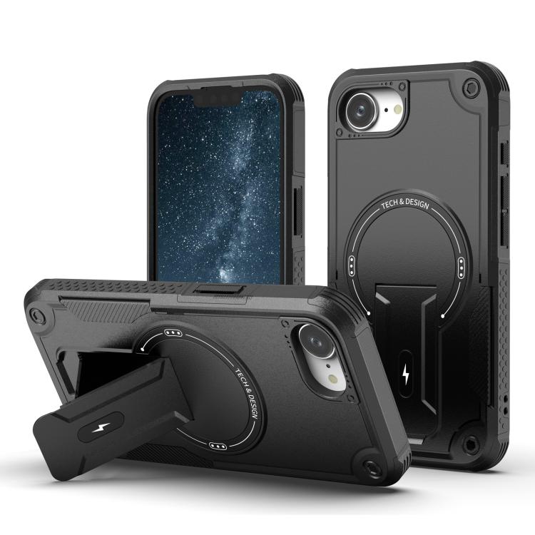 Armor Magsafe Holder PC Hybrid TPU Phone Case, For iPhone 16e, For iPhone 16 Pro Max, For iPhone 16 Pro, For iPhone 16 Plus