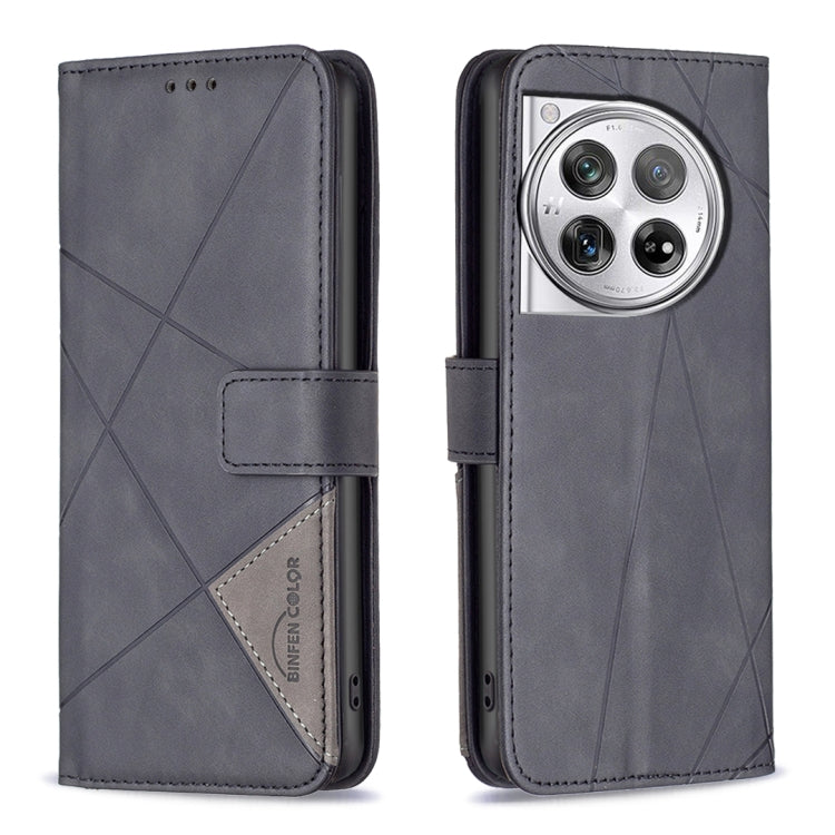 BF05 Magnetic Buckle Rhombus Texture Leather Phone Case, For OnePlus 12 5G