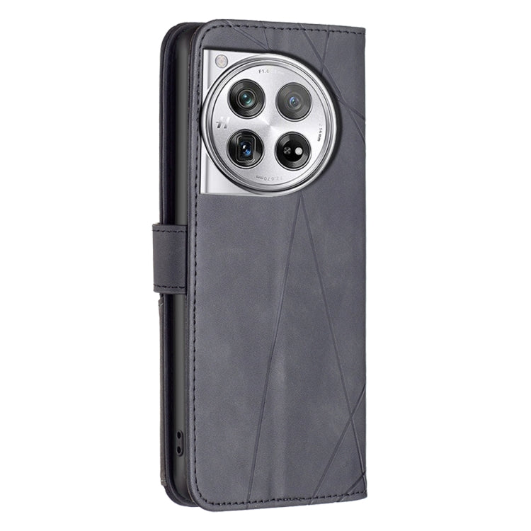 BF05 Magnetic Buckle Rhombus Texture Leather Phone Case, For OnePlus 12 5G