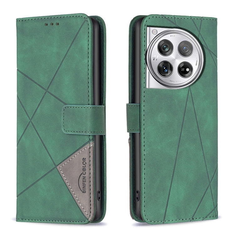 BF05 Magnetic Buckle Rhombus Texture Leather Phone Case, For OnePlus 12 5G