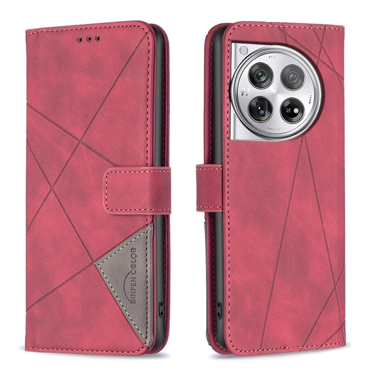 BF05 Magnetic Buckle Rhombus Texture Leather Phone Case, For OnePlus 12 5G