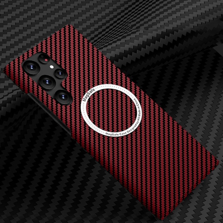 Carbon Fiber Texture MagSafe Magnetic Phone Case, For Samsung Galaxy S25 5G, For Samsung Galaxy S25+ 5G, For Samsung Galaxy S25 Ultra 5G