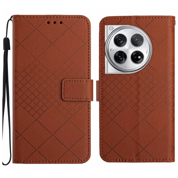 Rhombic Grid Texture Leather Phone Case, For OnePlus Nord CE4, For OnePlus 12R 5G Global, For OnePlus 12 5G Global