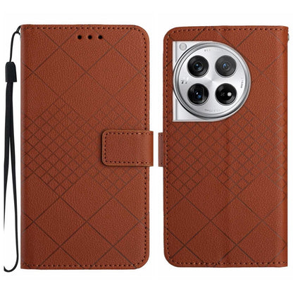 Rhombic Grid Texture Leather Phone Case, For OnePlus Nord CE4, For OnePlus 12R 5G Global, For OnePlus 12 5G Global