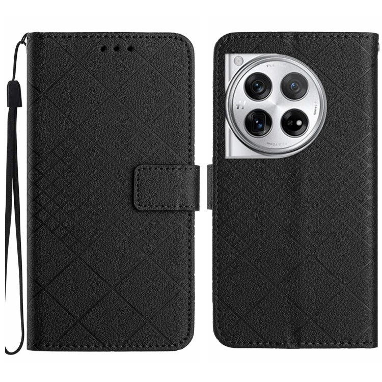Rhombic Grid Texture Leather Phone Case, For OnePlus Nord CE4, For OnePlus 12R 5G Global, For OnePlus 12 5G Global