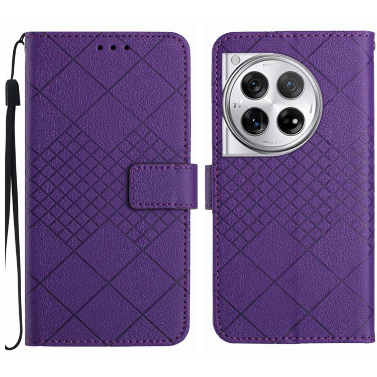 Rhombic Grid Texture Leather Phone Case, For OnePlus Nord CE4, For OnePlus 12R 5G Global, For OnePlus 12 5G Global