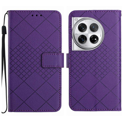 Rhombic Grid Texture Leather Phone Case, For OnePlus Nord CE4, For OnePlus 12R 5G Global, For OnePlus 12 5G Global