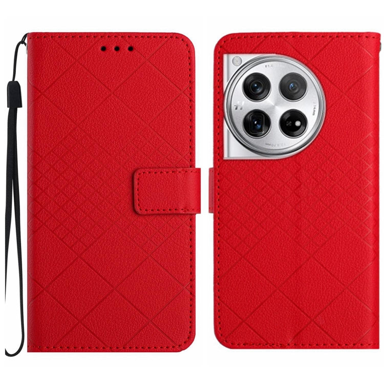 Rhombic Grid Texture Leather Phone Case, For OnePlus Nord CE4, For OnePlus 12R 5G Global, For OnePlus 12 5G Global