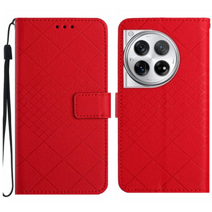 Rhombic Grid Texture Leather Phone Case, For OnePlus Nord CE4, For OnePlus 12R 5G Global, For OnePlus 12 5G Global