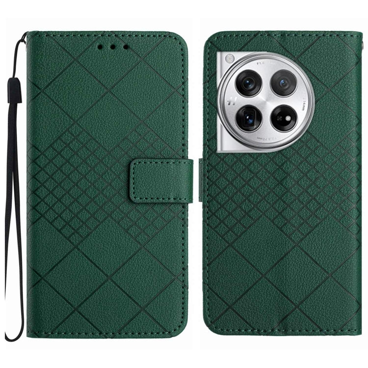 Rhombic Grid Texture Leather Phone Case, For OnePlus Nord CE4, For OnePlus 12R 5G Global, For OnePlus 12 5G Global