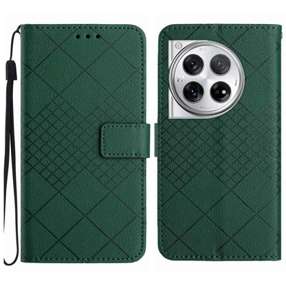 Rhombic Grid Texture Leather Phone Case, For OnePlus Nord CE4, For OnePlus 12R 5G Global, For OnePlus 12 5G Global