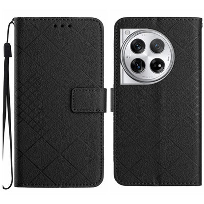 Rhombic Grid Texture Leather Phone Case, For OnePlus Nord CE4, For OnePlus 12R 5G Global, For OnePlus 12 5G Global