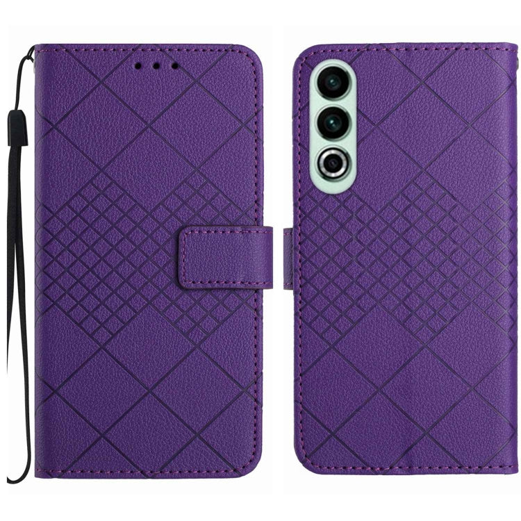 Rhombic Grid Texture Leather Phone Case, For OnePlus Nord CE4, For OnePlus 12R 5G Global, For OnePlus 12 5G Global