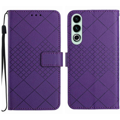 Rhombic Grid Texture Leather Phone Case, For OnePlus Nord CE4, For OnePlus 12R 5G Global, For OnePlus 12 5G Global