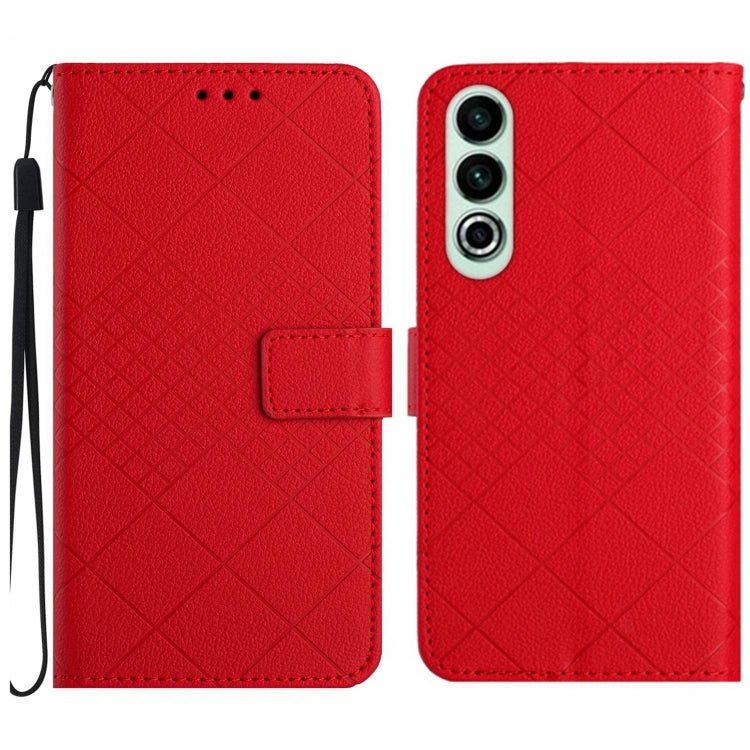 Rhombic Grid Texture Leather Phone Case, For OnePlus Nord CE4, For OnePlus 12R 5G Global, For OnePlus 12 5G Global