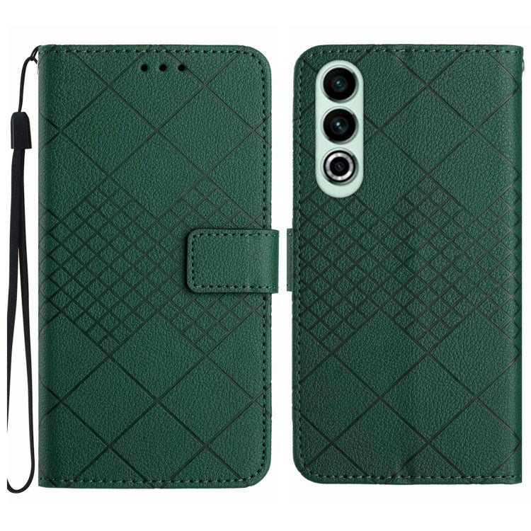 Rhombic Grid Texture Leather Phone Case, For OnePlus Nord CE4, For OnePlus 12R 5G Global, For OnePlus 12 5G Global