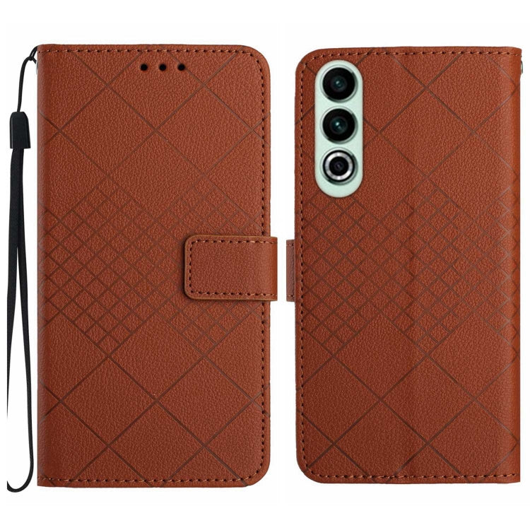 Rhombic Grid Texture Leather Phone Case, For OnePlus Nord CE4, For OnePlus 12R 5G Global, For OnePlus 12 5G Global