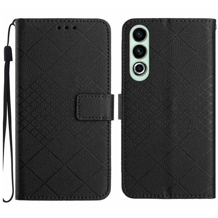 Rhombic Grid Texture Leather Phone Case, For OnePlus Nord CE4, For OnePlus 12R 5G Global, For OnePlus 12 5G Global