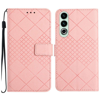 Rhombic Grid Texture Leather Phone Case, For OnePlus Nord CE4, For OnePlus 12R 5G Global, For OnePlus 12 5G Global