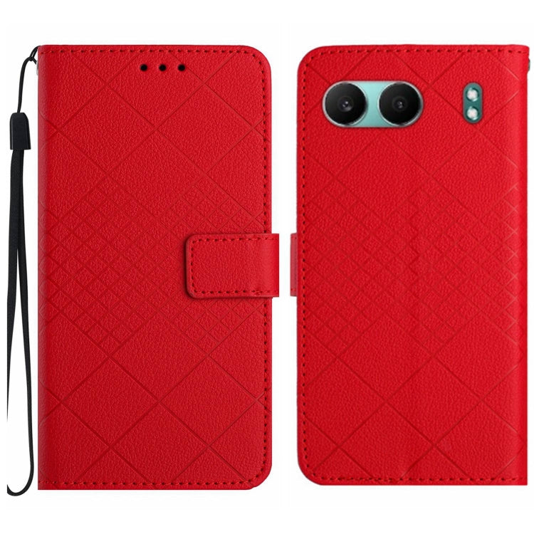 Rhombic Grid Texture Leather Phone Case, For OnePlus 13T, For OnePlus 13R, For OnePlus 13, For OnePlus Nord 4 5G