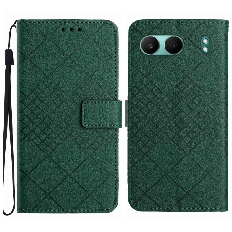 Rhombic Grid Texture Leather Phone Case, For OnePlus 13T, For OnePlus 13R, For OnePlus 13, For OnePlus Nord 4 5G