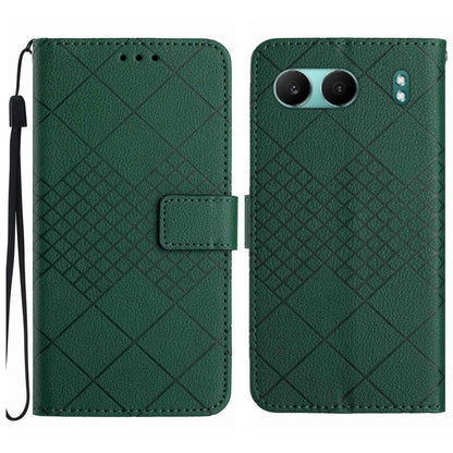 Rhombic Grid Texture Leather Phone Case, For OnePlus 13T, For OnePlus 13R, For OnePlus 13, For OnePlus Nord 4 5G