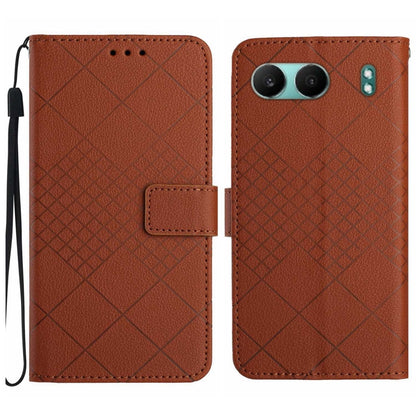Rhombic Grid Texture Leather Phone Case, For OnePlus 13T, For OnePlus 13R, For OnePlus 13, For OnePlus Nord 4 5G