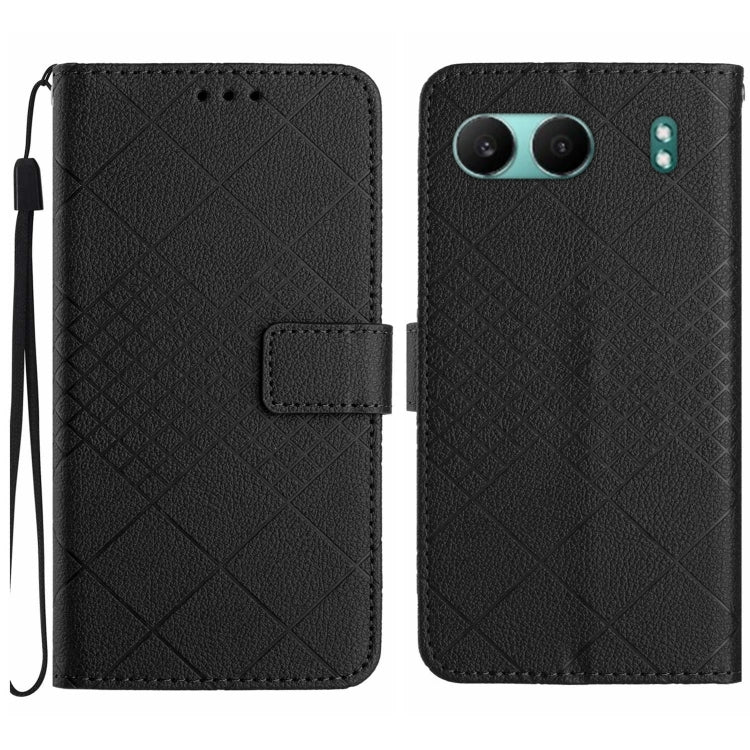 Rhombic Grid Texture Leather Phone Case, For OnePlus 13T, For OnePlus 13R, For OnePlus 13, For OnePlus Nord 4 5G