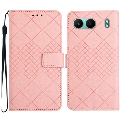 Rhombic Grid Texture Leather Phone Case, For OnePlus 13T, For OnePlus 13R, For OnePlus 13, For OnePlus Nord 4 5G