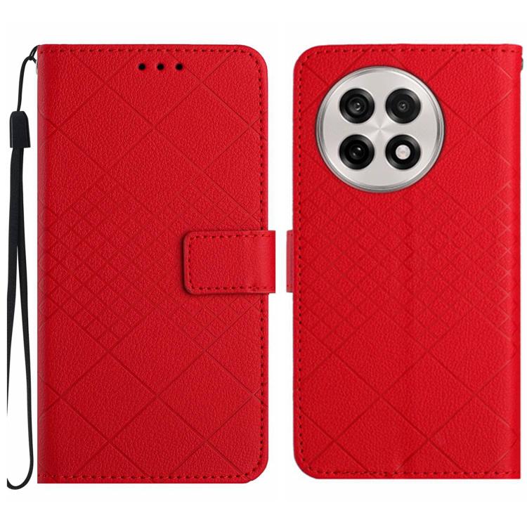Rhombic Grid Texture Leather Phone Case, For OnePlus 13T, For OnePlus 13R, For OnePlus 13, For OnePlus Nord 4 5G