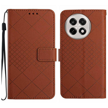 Rhombic Grid Texture Leather Phone Case, For OnePlus 13T, For OnePlus 13R, For OnePlus 13, For OnePlus Nord 4 5G