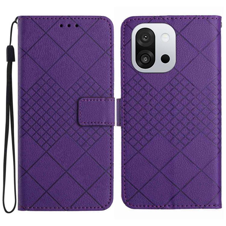 Rhombic Grid Texture Leather Phone Case, For OnePlus 13T, For OnePlus 13R, For OnePlus 13, For OnePlus Nord 4 5G
