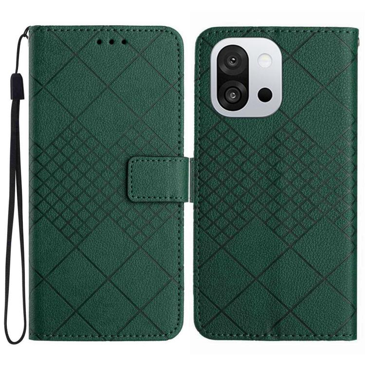 Rhombic Grid Texture Leather Phone Case, For OnePlus 13T, For OnePlus 13R, For OnePlus 13, For OnePlus Nord 4 5G