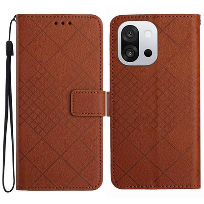 Rhombic Grid Texture Leather Phone Case, For OnePlus 13T, For OnePlus 13R, For OnePlus 13, For OnePlus Nord 4 5G