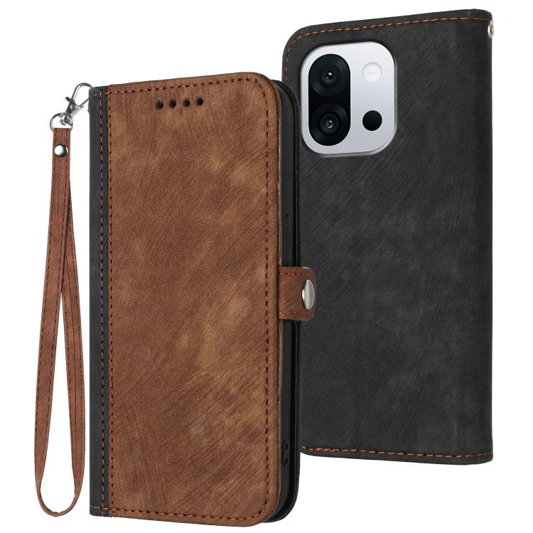 Side Buckle Double Fold Hand Strap Leather Phone Case, For OnePlus Turbo 6 / 6V, For OnePlus Ace 6, For OnePlus 15, For OnePlus 13T