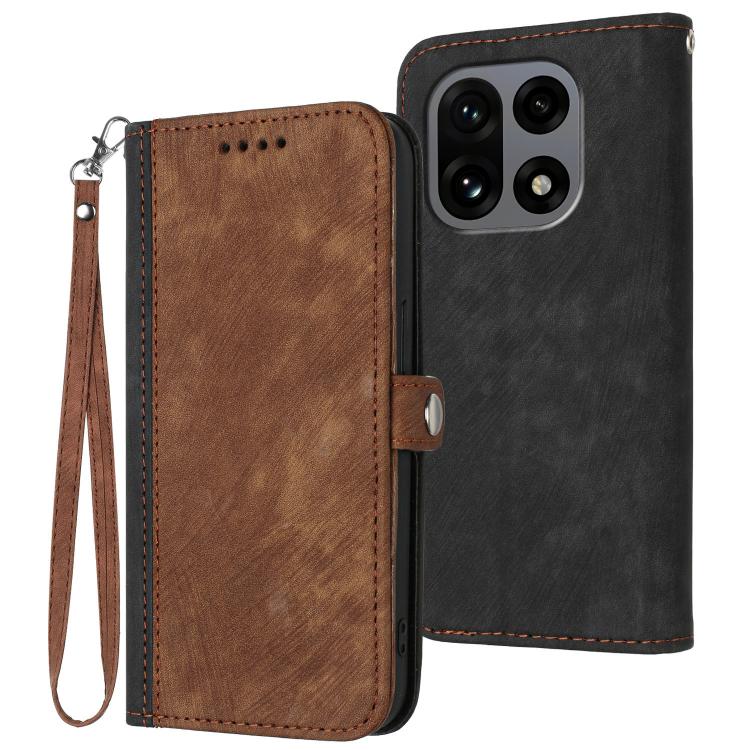 Side Buckle Double Fold Hand Strap Leather Phone Case, For OnePlus Turbo 6 / 6V, For OnePlus Ace 6, For OnePlus 15, For OnePlus 13T